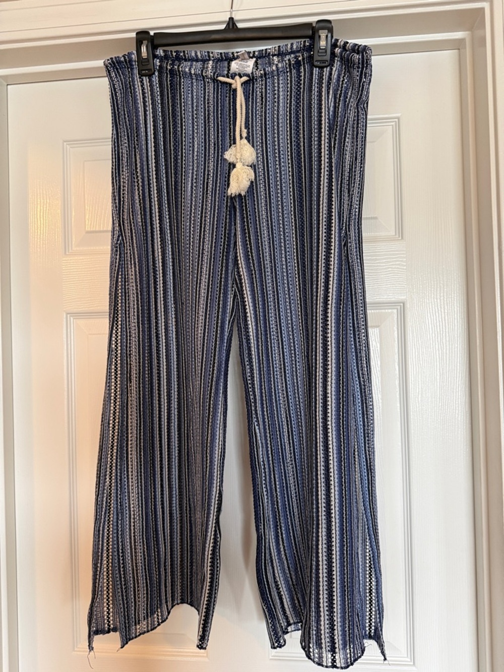 BECCA Navy & White Striped Knit Swim Coverup Pants
